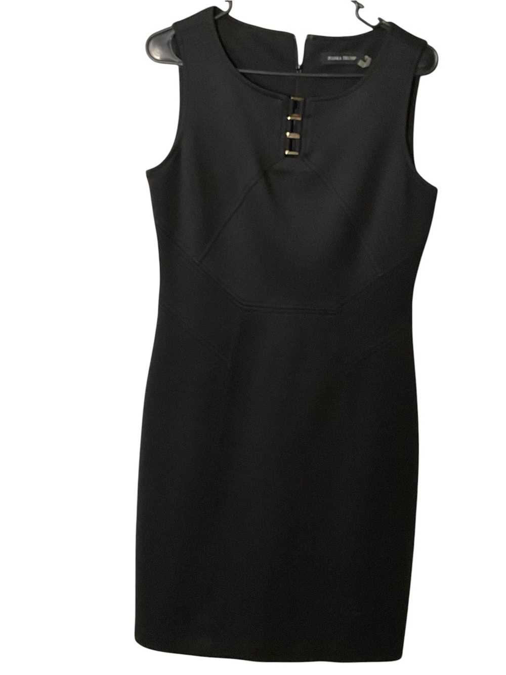 Ivanka Trump Black Sheath Dress Gold Hardware Detail Sleeveless Size 8